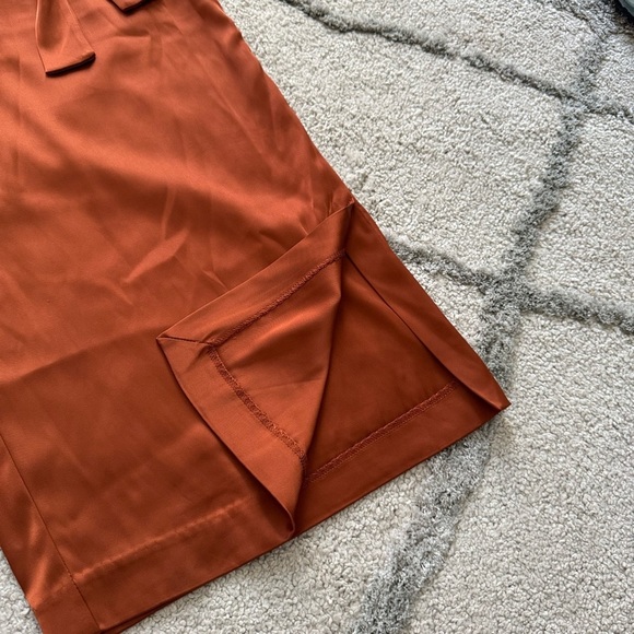 Joie Wide Leg Silky Belted Pants Cropped pull on burnt orange high rise medium - Picture 4 of 8